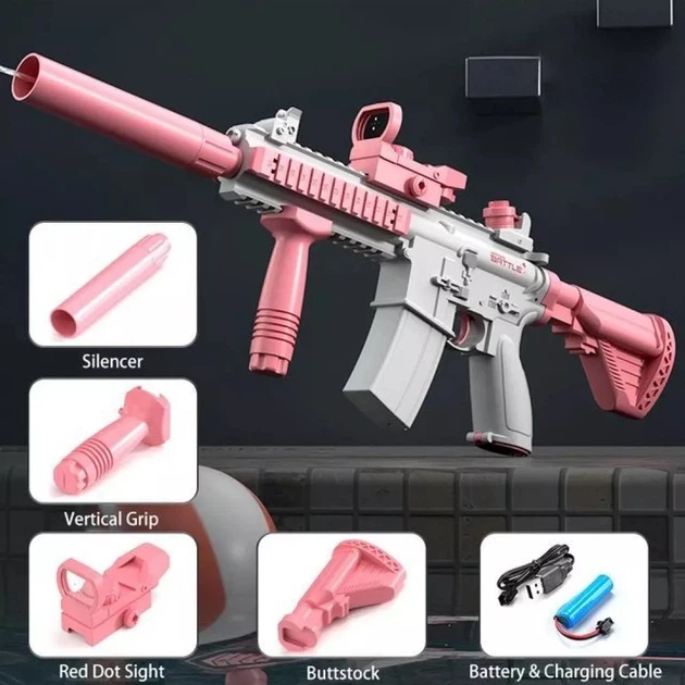 Игрушечный водяной автомат Water Gun M416 300ml 500 мАч USB Pink - изображение 9