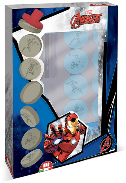 Zestaw kreatywny Multiprint Avengers Pieczątki 8 szt + kredki (8009233561533) - obraz 1