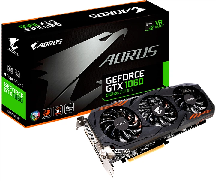 Видеокарта Gigabyte PCI-Ex GeForce GTX 1060 Aorus 6GB GDDR5