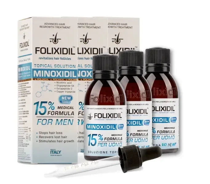Миноксидил Folixidil 15% от выпадения волос, для роста волос и бороды ( 3 флакона ) - Фото 1 Миноксидил Folixidil 15% от выпадения волос, для роста волос и бороды ( 3 флакона ) - изображение 1