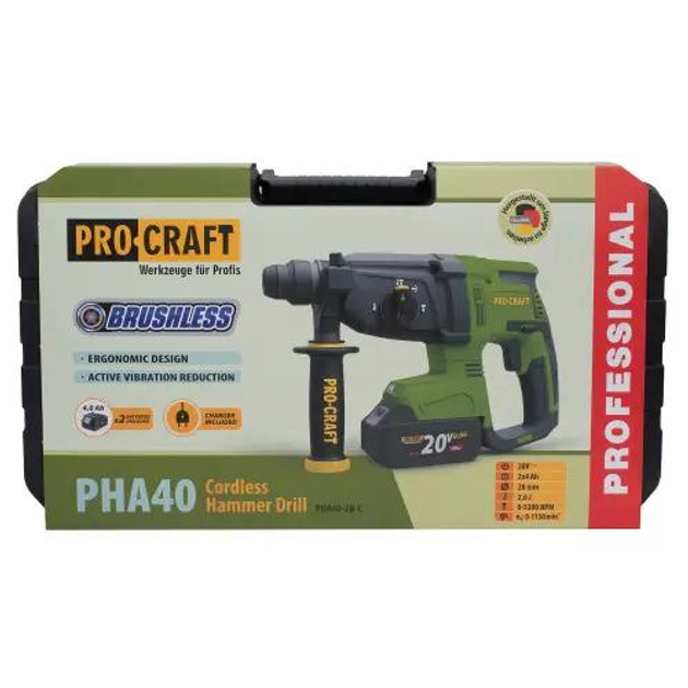 Аккумуляторный перфоратор Procraft PHA40 Кейс (с 2 АКБ и ЗУ) - изображение 11