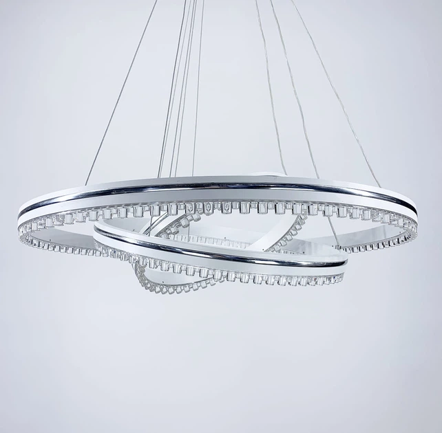 Белая LED люстра на 3 кольца с хромированной полоской | Line F | Арт. A55060/3P WT+CH - изображение 3