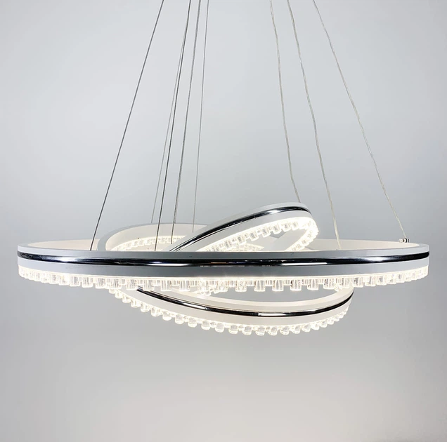 Белая LED люстра на 3 кольца с хромированной полоской | Line F | Арт. A55060/3P WT+CH - изображение 4