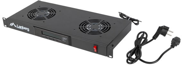 Moduł wentylatora Lanberg 19" with LCD 2 Fans + Thermostat 230V Black (AK-1502-B) - obraz 4