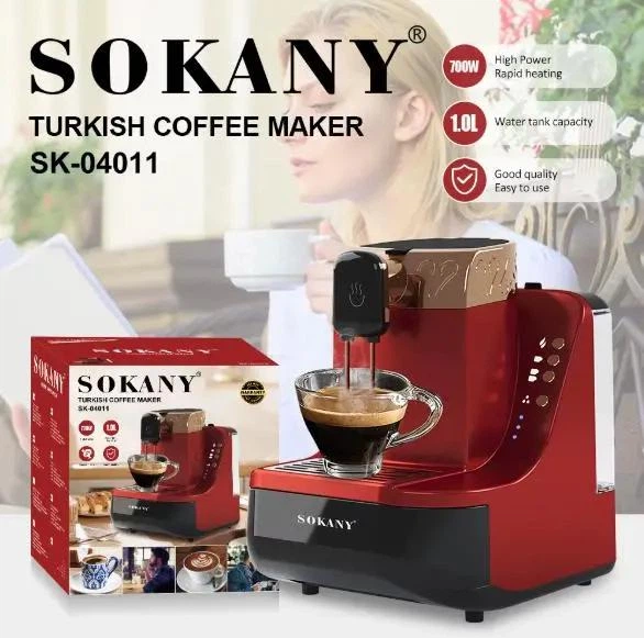 Кофеварка для приготовления турецкої кави Sokany SK-04011 700 Вт 1000 мл Червона - Фото 2 Кофеварка для приготовления турецкої кави Sokany SK-04011 700 Вт 1000 мл Червона - зображення 2