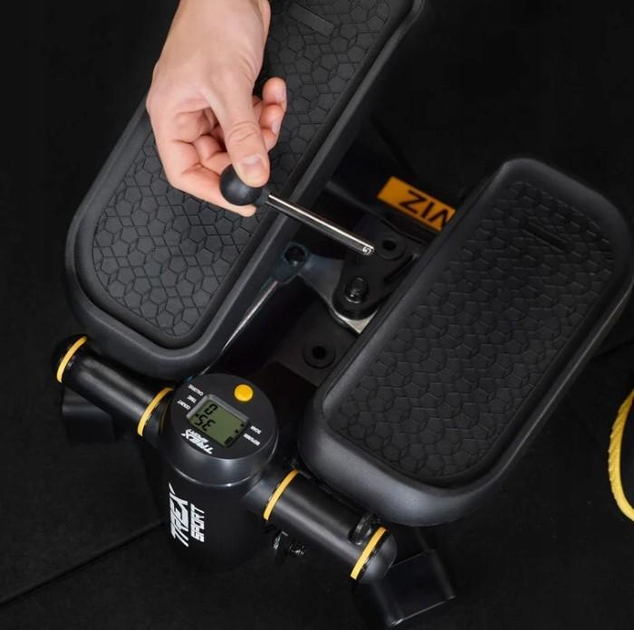 Тренажер Степпер для фитнеса Twiz Black 2в1 Trex Sport TX-070SP с эспандерами и шагомером до 150 кг - зображення 6