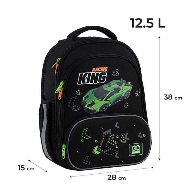 Рюкзак шкільний каркасний GoPack Education Rasing King GO25-597M-5 38x28x15 чорний - Фото 2 Рюкзак шкільний каркасний GoPack Education Rasing King GO25-597M-5 38x28x15 чорний - зображення 2