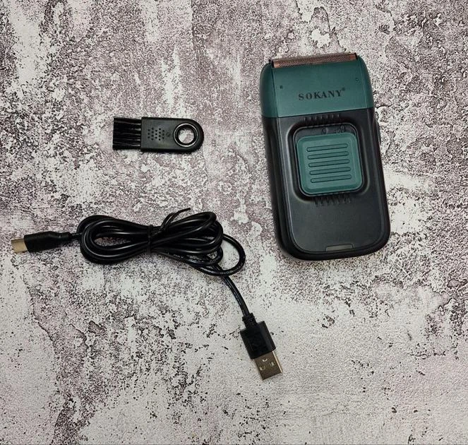 Акумуляторна електробритва-шейвер для гоління обличчя з USB та IPX5 Sokany SK-385 Pro Зелений + Щіточка для очищення - зображення 7