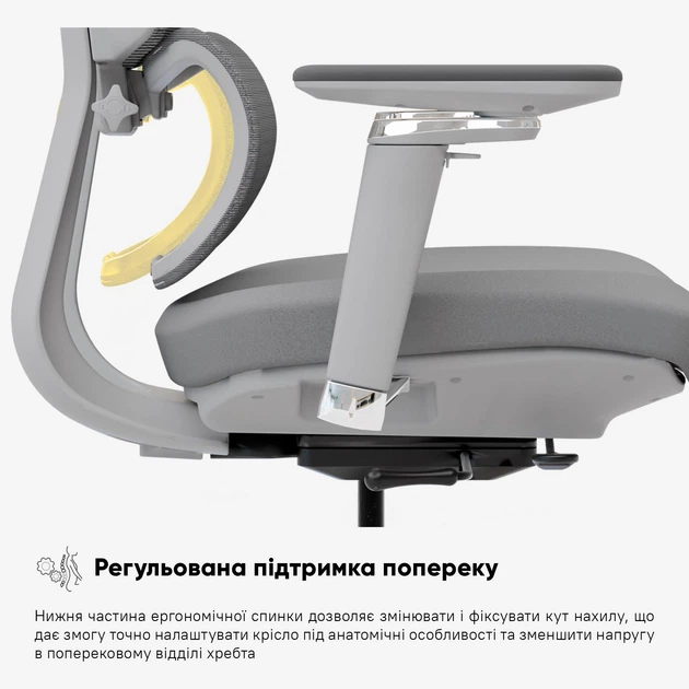 Крісло Mealux S4 Air Fabric Grey (арт. HF-S4 F/G) - Фото 9 Крісло Mealux S4 Air Fabric Grey (арт. HF-S4 F/G) - зображення 9
