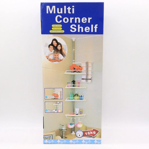Полиця кутова для ванної 4 яруси, 260х33 см, до 16 кг / Телескопічна Multi Corner Shelf GY-188W (L) - изображение 10
