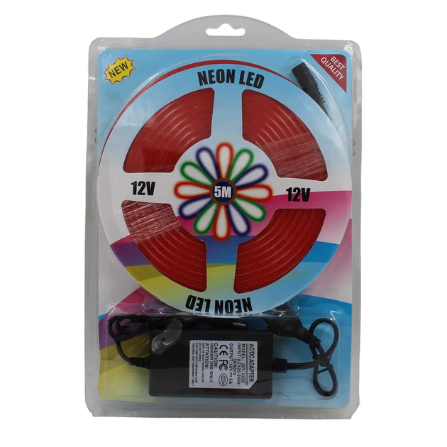 Неонова стрічка LED 5 м, NEON 12V-220V, Червона / Гнучка силіконова (L) - зображення 7