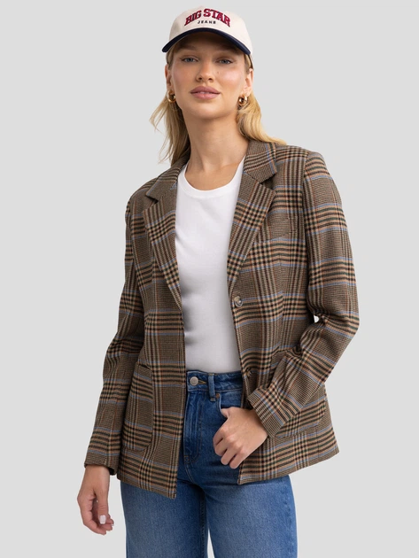 Marynarka damska w kratę Big Star Galani 000 XS Brązowa (5900714837624) - obraz 1