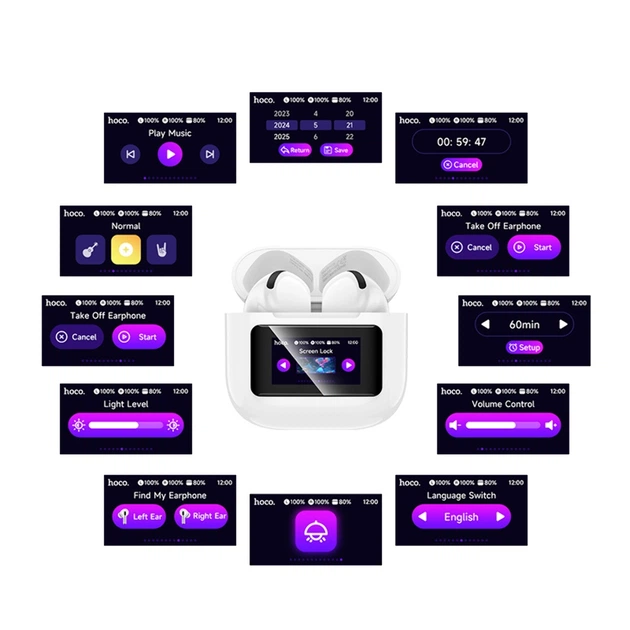 Наушники беспроводные HOCO EW73 TWS, TouchScreen, BT5.4, микрофон, вкладыши, White - Фото 5 Наушники беспроводные HOCO EW73 TWS, TouchScreen, BT5.4, микрофон, вкладыши, White - изображение 5