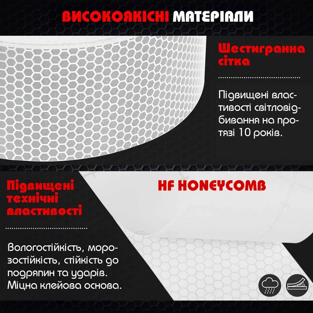 Светоотражающая лента клейкая HF Honeycomb 5см*5м белая - изображение 3