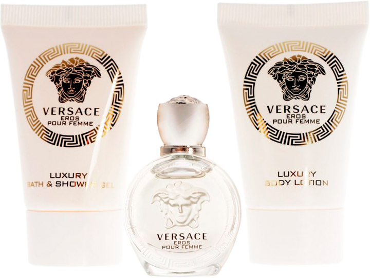 Набір для жінок Versace Eros Pour Femme Парфумована вода 5 мл + Лосьйон для тіла 25 мл + Гель для душу 25 мл (8011003823574) - зображення 2