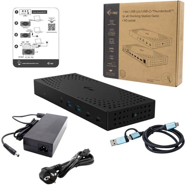 i-tec USB 3.0 / USB-C / Thunderbolt, 3x 4K Docking Station Gen 2 + Power Delivery 100W (CATRIPLE4KDOCKPD2) - зображення 7