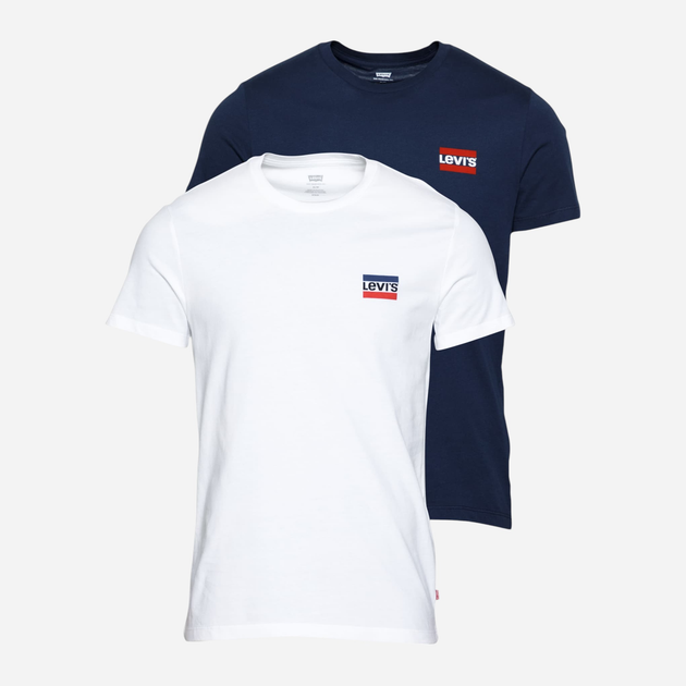 Zestaw koszulek męskich bawełnianych Levi's 79681-0015 L 2 szt Biały/Granatowy - obraz 1