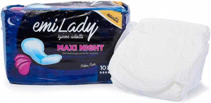 Нічні урологічні прокладки Emi Lady Maxi Night для жінок 7 крапель 10 шт (8003110258103) - Фото 3 Нічні урологічні прокладки Emi Lady Maxi Night для жінок 7 крапель 10 шт (8003110258103) - зображення 3