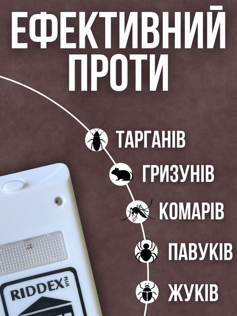 Відлякувач RIDDEX PEST REJEC ультразвуковий від гризунів і комах - Фото 2 Відлякувач RIDDEX PEST REJEC ультразвуковий від гризунів і комах - изображение 2