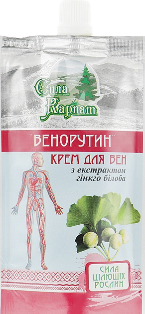 Крем для вен із гінкго білоба "Сила Карпат" - LekoPro (дой-пак) 100ml (283309-31022472) - зображення 1