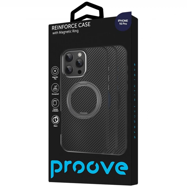 Чохол Proove Reinforce Case with Magnetic Ring MagSafe для Apple iPhone 16 Pro black - Фото 2 Чохол Proove Reinforce Case with Magnetic Ring MagSafe для Apple iPhone 16 Pro black - зображення 2