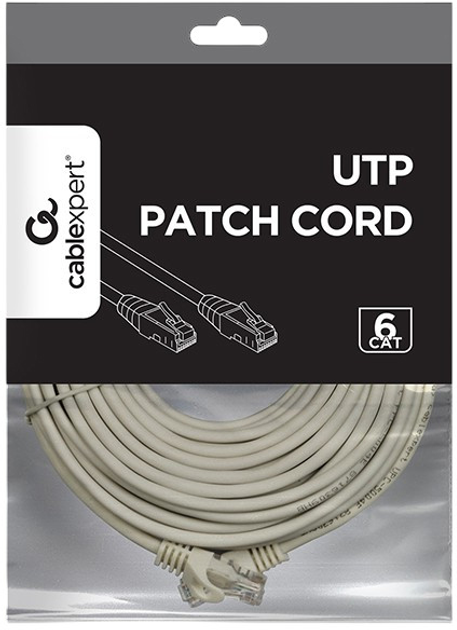 Patchcord Cablexpert UTP Cat6 20 m Grey (PP6U-CU-20M) - obraz 3