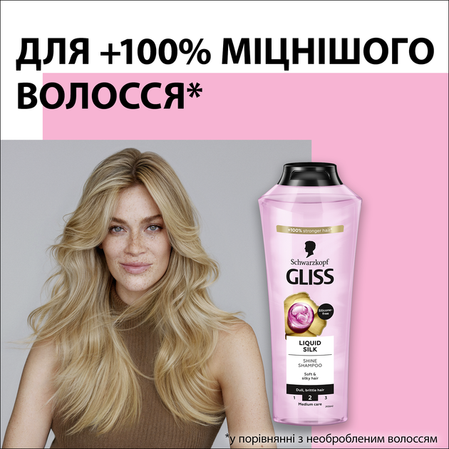 Шампунь для блиску GLISS Liquid Silk для ламкого та тьмяного волосся, 400 мл - зображення 2
