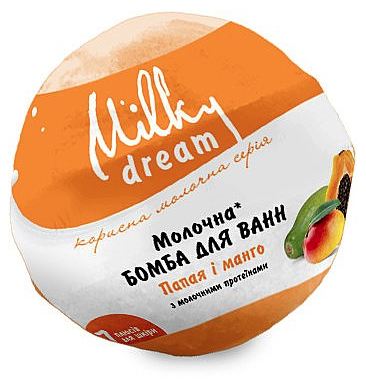 Бомба для ванн Milky Dream Папайя и манго с молочными протеинами и маслом льна, 100 г - Фото 1 Бомба для ванн Milky Dream Папайя и манго с молочными протеинами и маслом льна, 100 г - изображение 1