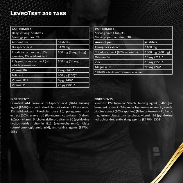 Booster testosteronu Kevin Levrone Levrotest Am Pm 120+120 kapsułek (5903719237260) - obraz 3
