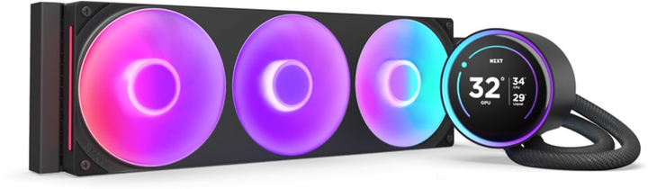 Система рідинного охолодження NZXT Kraken Elite RGB 360 мм AIO liquid cooler w/Display, RGB, Fans Black (RL-KR36E-B2) - зображення 1