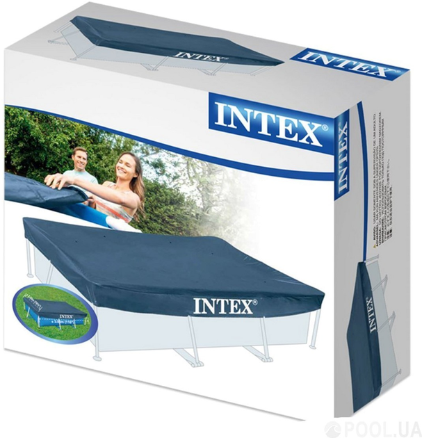 Защитный тент для прямоугольного каркасного бассейна Intex 300х200 см синий 28038 - Фото 5 Защитный тент для прямоугольного каркасного бассейна Intex 300х200 см синий 28038 - изображение 5