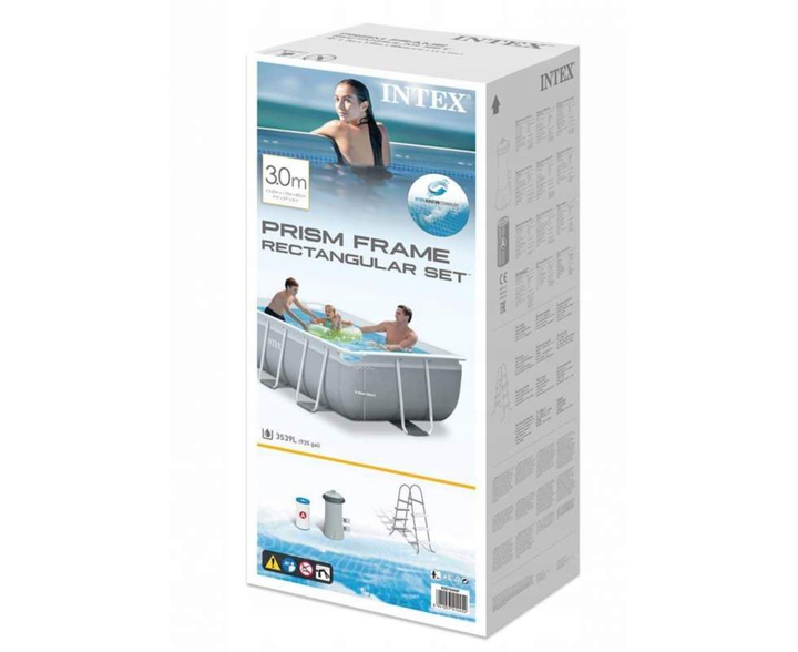 Каркасный прямоугольный бассейн Intex Prism Frame 3539 л 300х175х80 см лестница, картриджный насос-фильтр 26784 - изображение 6