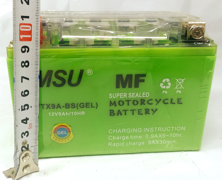 Акумулятор гелевий мото MSU 12V 9Ah 10 HR MOTO YTX9A-BS 149х84х105 мм - зображення 2