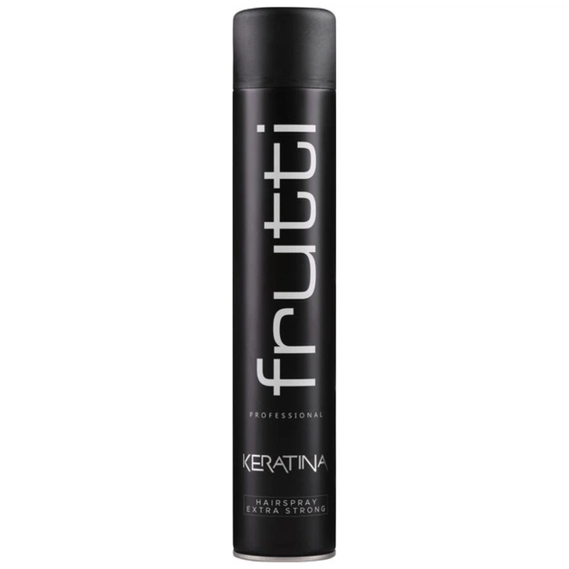 Лак для волосся екстра сильної фіксації FRUTTI Hairspray Extra Strong Keratina чорний 750 мл - Фото 2 Лак для волосся екстра сильної фіксації FRUTTI Hairspray Extra Strong Keratina чорний 750 мл - зображення 2