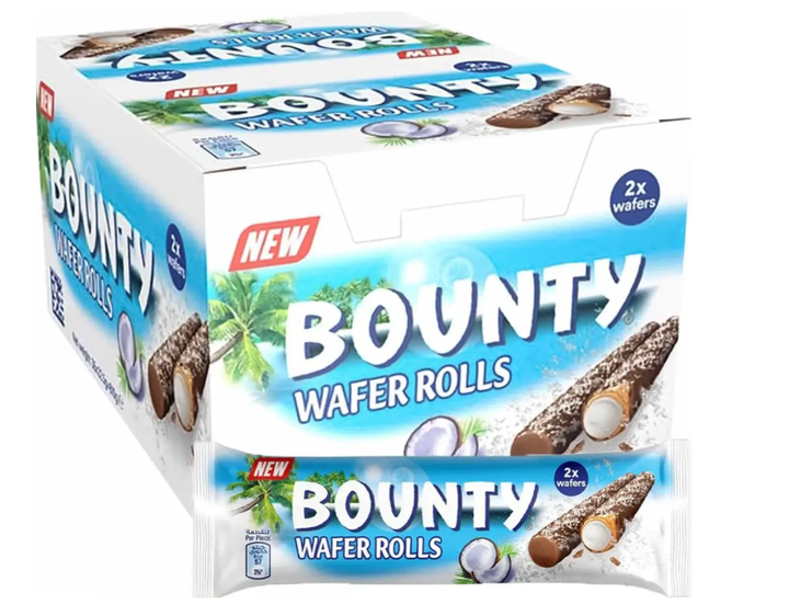 Bounty wafer rolls вафельні трубочки Баунті 2 шт - 22,5 г - Фото 4 Bounty wafer rolls вафельні трубочки Баунті 2 шт - 22,5 г - зображення 4