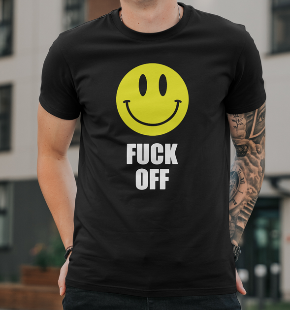 Мужская футболка B&C Collection с принтом Fuck Off, 2XL Черный - Фото 1 Мужская футболка B&C Collection с принтом Fuck Off, 2XL Черный - изображение 1
