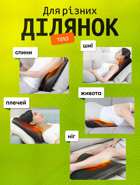 Массажер для спины шеи массажная подушка для тела головы роликовая инфракрасная массаж шиацу shiatsu с магнитотерапией насосом и подогревом массажеры подушки для дома авто - изображение 2