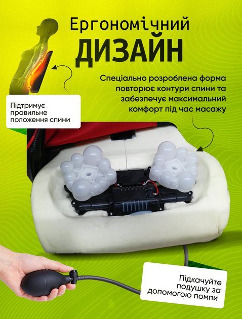 Массажер для спины шеи массажная подушка для тела головы роликовая инфракрасная массаж шиацу shiatsu с магнитотерапией насосом и подогревом массажеры подушки для дома авто - изображение 5