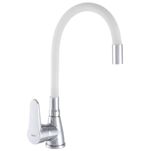 Смеситель для кухни Zerix SOP7 146 с белым гибким изливом (ZX2660) - Фото 1 Смеситель для кухни Zerix SOP7 146 с белым гибким изливом (ZX2660) - изображение 1