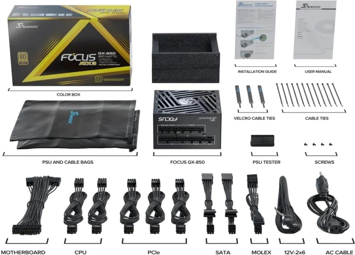 【未使用】値下Seasonic Focus GX-850 850W 電源ユニット Блок питания Seasonic Focus GX 850W (FOCUS-GX-850-V4) – фото