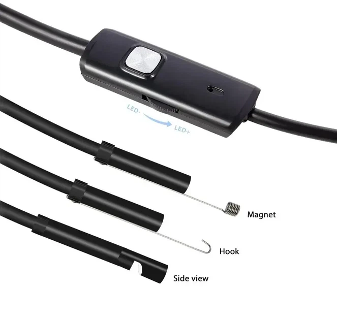 Эндоскоп 7 мм 2 м 3 in 1 Инспекционная камера 3 в 1, бороскоп Type-C, Micro USB и USB водонепроницаемый IP67 Мягкий кабель - изображение 5