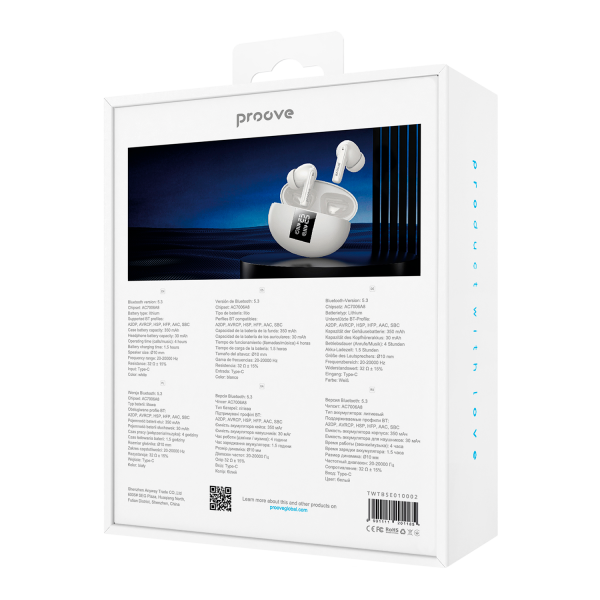 Бездротові навушники Proove Thunder Buds SE TWS with ANC, White (TWTBSE010002) - Фото 4 Бездротові навушники Proove Thunder Buds SE TWS with ANC, White (TWTBSE010002) - зображення 4