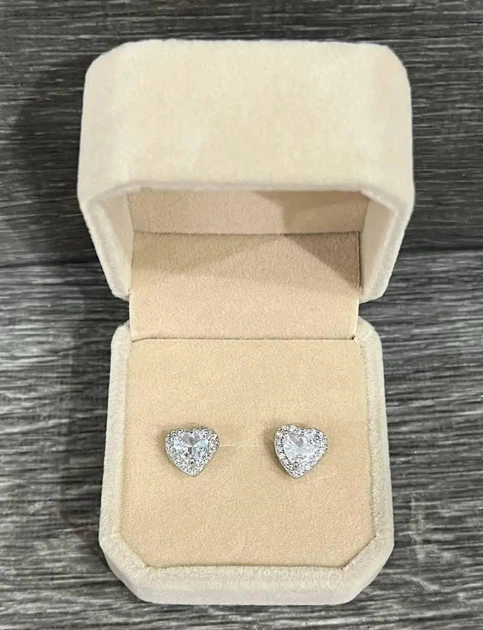 Серьги с цирконами "Сияние алмазных сердец" покрытие серебром Xuping Jewelry в бархатной коробочке (16249) - изображение 6