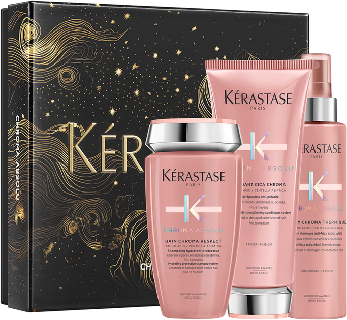 Zestaw do pielęgnacji włosów Kerastase Chroma Absolu Szampon 250 ml + Odżywka 200 ml + Serum termiczny 150 ml (3474637238841) - obraz 1