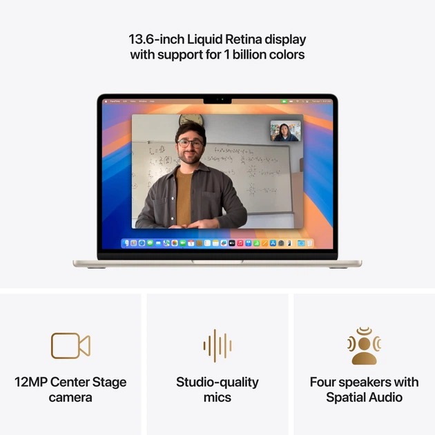 Laptop Apple MacBook Air 13.6" M4 16/256GB 2025 (MW0Y3ZE/A) Starlight - obraz 5