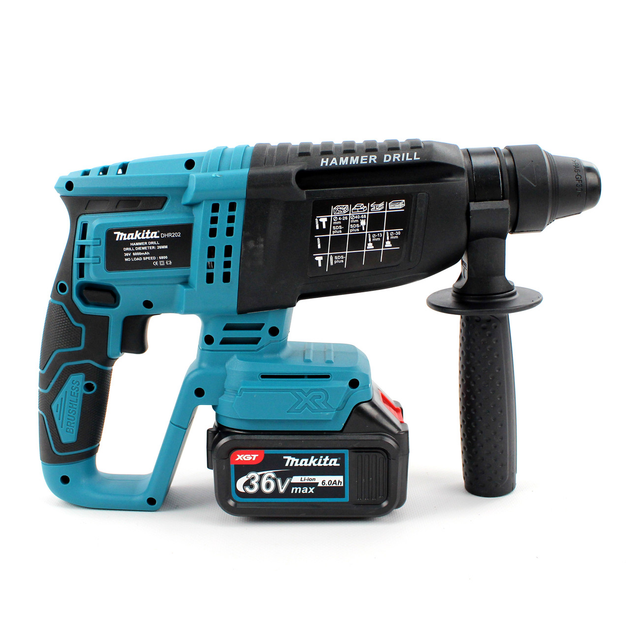 Акумуляторний безщітковий перфоратор Makita DHR202 36V, 6AH, 1,8 Дж, 2 Li-Ion АКБ, зарядний пристрій (П01-010) - зображення 3