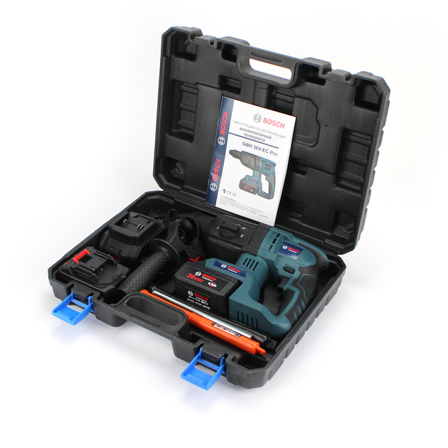 Акумуляторний безщітковий перфоратор BOSCH GBH 36V-EC Pro 36V, 6AH, 1,8 Дж, 2 Li-Ion АКБ, зарядний пристрій (П01-001) - зображення 9
