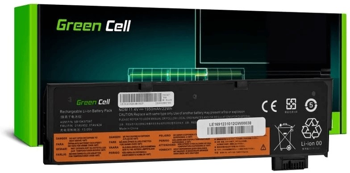 Акумулятор Green Cell 01AV422 для Lenovo ThinkPad T470 11.4 V 1950 mAh (5907813967191) - зображення 1