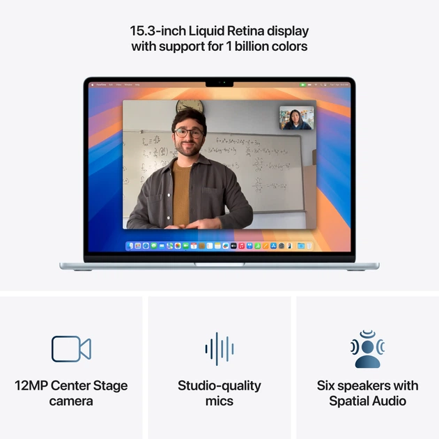 Ноутбук Apple MacBook Air 15.3" M4 16/512GB 2025 (MC7C4ZE/A) Sky Blue - зображення 5