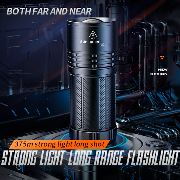 Ліхтар ручний акумуляторний M19 SuperFire 1750 Lumen IP44 - Фото 3 Ліхтар ручний акумуляторний M19 SuperFire 1750 Lumen IP44 - зображення 3